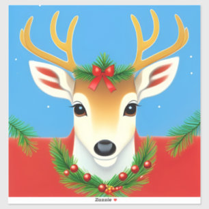 🎄 Festlicher Rentierkranz ❄️Weihnachten Christmas Aufkleber