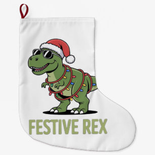 Festlicher Rex-Dinosaurier-Feiertagsstimmung  Großer Weihnachtsstrumpf