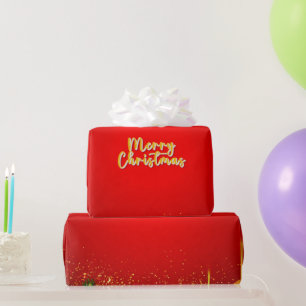 Festlicher roter Weihnachtshintergrund mit goldene Geschenkpapier