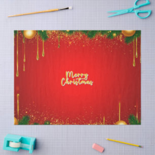 Festlicher roter Weihnachtshintergrund mit goldene Seidenpapier