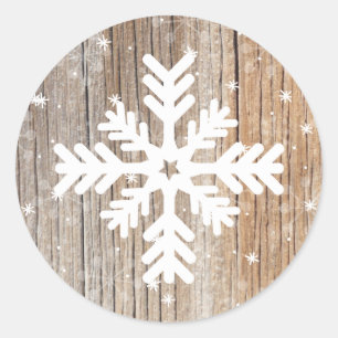 Festlicher rustikaler Schneefloh-Weihnachtsaufkleb Runder Aufkleber