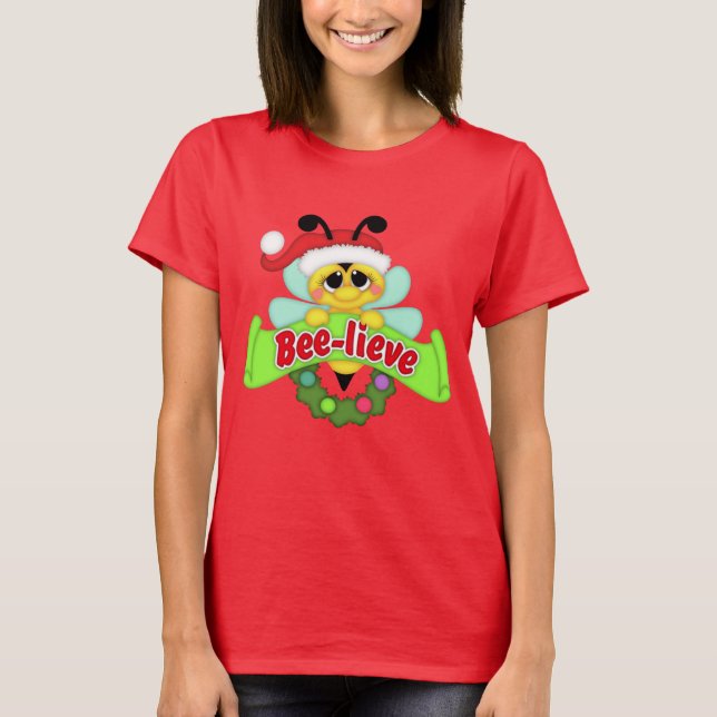 Festlicher Santa Bee T - Shirt (Vorderseite)