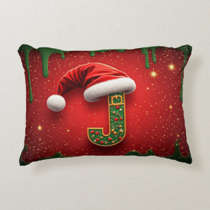 Festlicher Santa-Buchstabe J Rote Hut-Gürtel Dekokissen