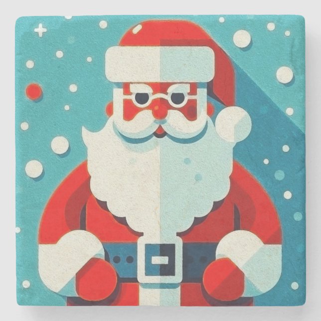 Festlicher Santa Claus Stone Untersetzer (Vorderseite)