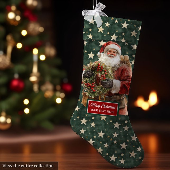 Festlicher Santa Claus Strumpf Personalisierter Na Großer Weihnachtsstrumpf (Festive Santa Claus Stocking Personalized Name)