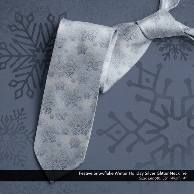 Festlicher Schneeflocken Winterurlaub Silberner Gl Krawatte (Festive Snowflake Winter Holiday Silver Glitter Neck Tie)