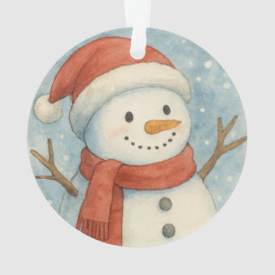 Festlicher Schneemann im Wasserfarben-Wunderland Ornament