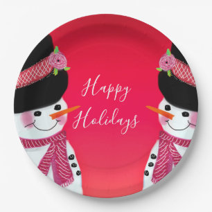 Festlicher Schneemann Pappteller