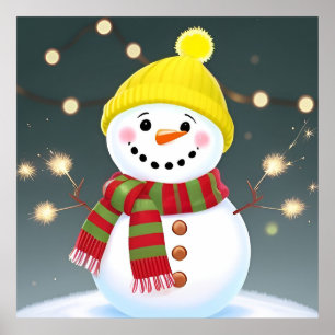 Festlicher Schneemann Weihnachtsschmuck für das Fa Poster