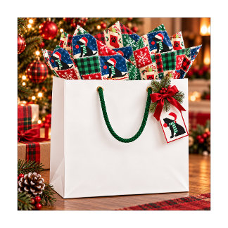 Festlicher schwarzer Lab Christmas Patchwork Quilt Seidenpapier