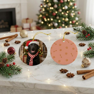 Festlicher schwarzer Labrador Happy Howlidays Weih Keramik Ornament