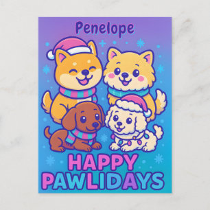 Festlicher Shiba Inu Pudel Dachshund Postkarte
