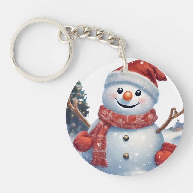 "Festlicher Snowman-Schlüsselanhänger - Weihnachts Schlüsselanhänger (Vorderseite)