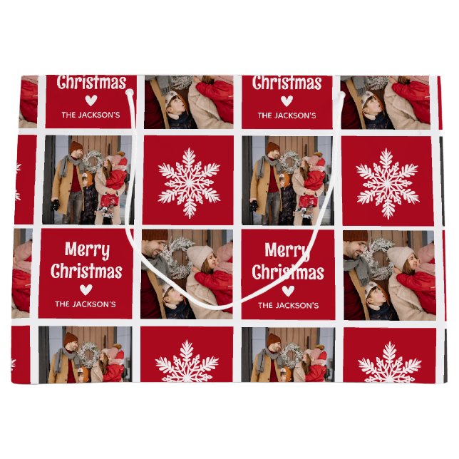 Festlicher Spaß 2x Foto Grid Weihnachtsgeschenk Große Geschenktüte (Vorderseite)