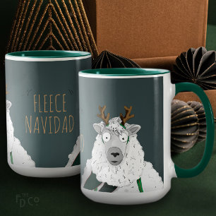 Festlicher Spaß 'Fleece Navidad' Schaf Türkisgrau Tasse