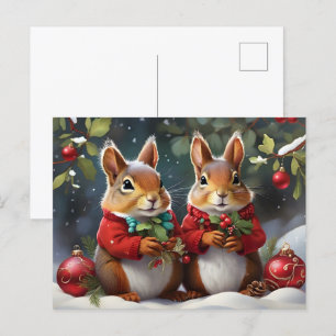 Festlicher Spaß mit niedlichen Weihnachts-Eichhörn Postkarte