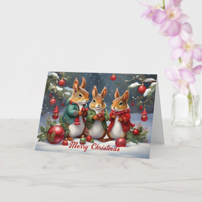 Festlicher Spaß mit Niedlichen Weihnachtseichhörnc Karte (Orchidee)