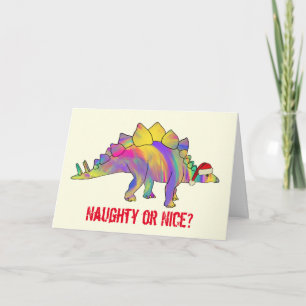 Festlicher Stegosaurus Lustiger Weihnachtsmann Din Karte