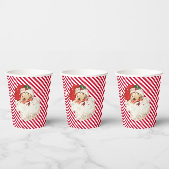 Festlicher Streifen Red Retro Pappbecher (Multi)
