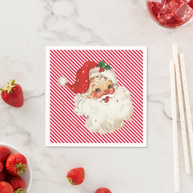 Festlicher Streifen Red Retro Serviette (Beispiel)