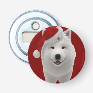 Festlicher süßer Cartoon Samojede Hund mit Santa Flaschenöffner