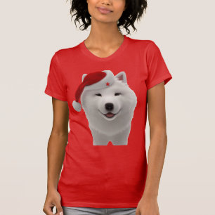Festlicher süßer Cartoon-Stil Samojede-Hund mit Sa T-Shirt