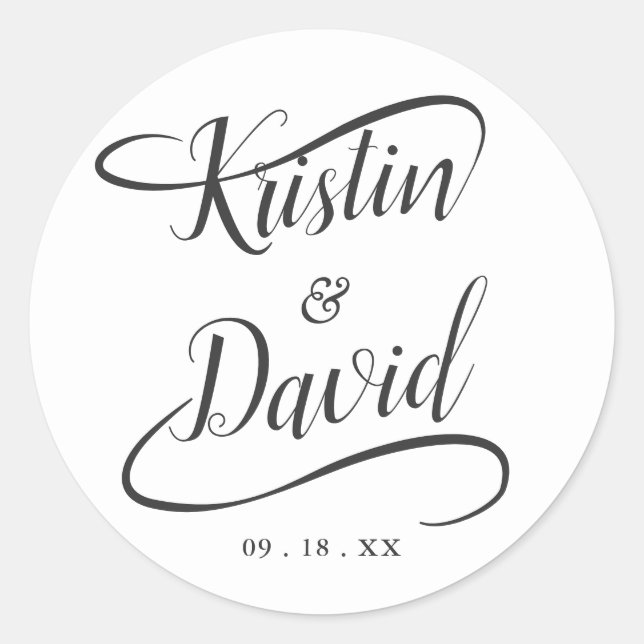 Festlicher Swash für Hochzeitkalligrafie Runder Aufkleber (Vorderseite)