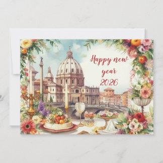 Festlicher Tisch in Italien Neujahr Feiertagskarte