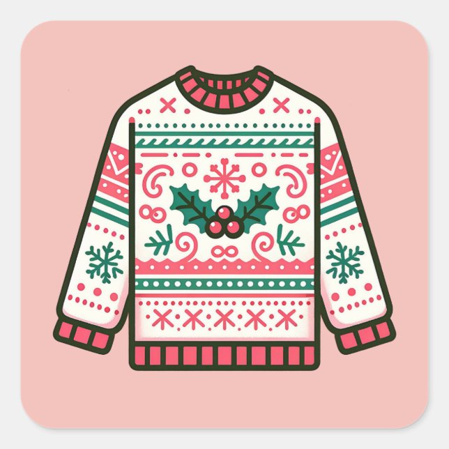 Festlicher Ugly Weihnachtssüßer Quadratischer Aufkleber (Vorderseite)