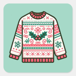 Festlicher Ugly Weihnachtssüßer Quadratischer Aufkleber
