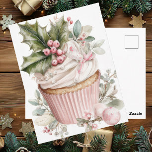 Festlicher und eleganter Pastell-Weihnachts-Cupcak Postkarte