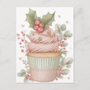 Festlicher und eleganter Pastell-Weihnachts-Cupcak Postkarte