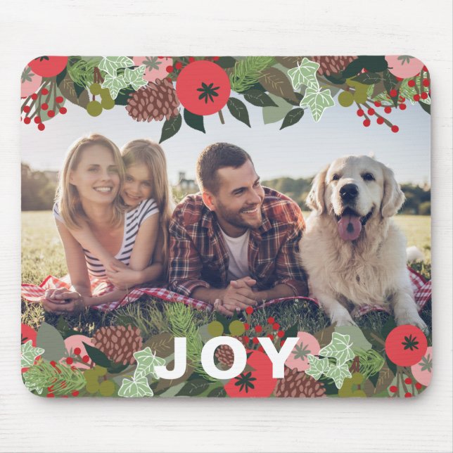 Festlicher Urlaub Botanische Freude Art Weihnachts Mousepad (Vorne)