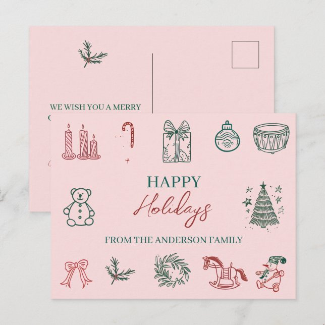 Festlicher Urlaub Gruß Weihnachtskarte Feiertagspostkarte (Vorne/Hinten)