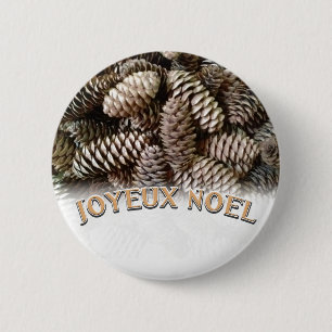 Festlicher Urlaub Joyeux Weihnachten Pine Cone Button