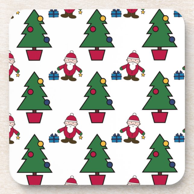 Festlicher Urlaub Santa & Trees Untersetzer aus de (Vorderseite)