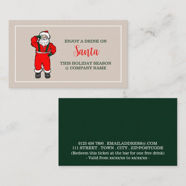 Festlicher Urlaub - Vintager Weihnachtsmann - Getr Begleitkarte (Vorne/Hinten)