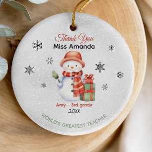 Festlicher verrückter Schneemann Weltbester Lehrer Keramik Ornament