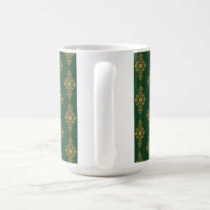 Festlicher Waldgrün-Goldmedaillon Kaffeetasse