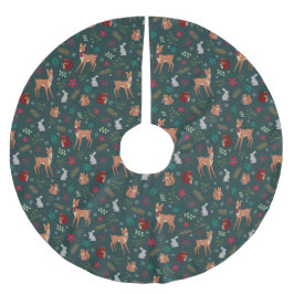 Festlicher Waldtier-Weihnachtsbaumrock in Dunkelgr Polyester Weihnachtsbaumdecke
