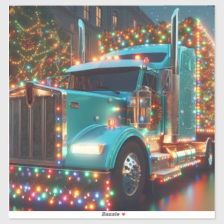 Festlicher Weihnachts-LKW mit Lichtern Aufkleber