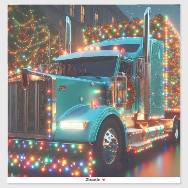  Festlicher Weihnachts-LKW mit Lichtern Aufkleber (Blatt)