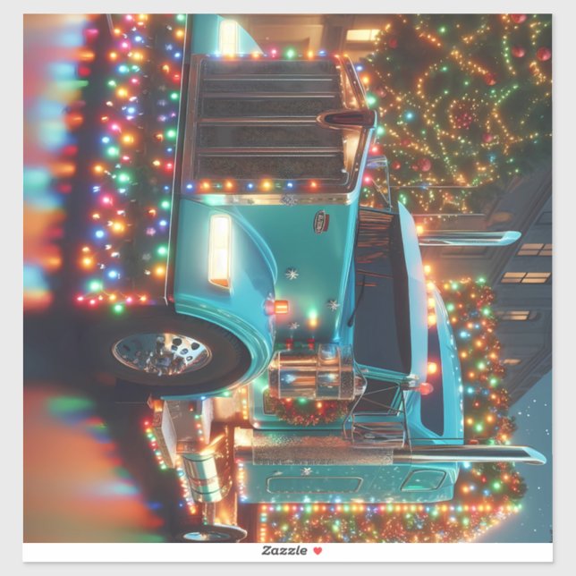  Festlicher Weihnachts-LKW mit Lichtern Aufkleber (Blatt)