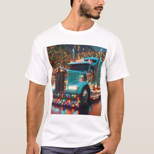  Festlicher Weihnachts-LKW mit Lichtern T-Shirt (Vorderseite)