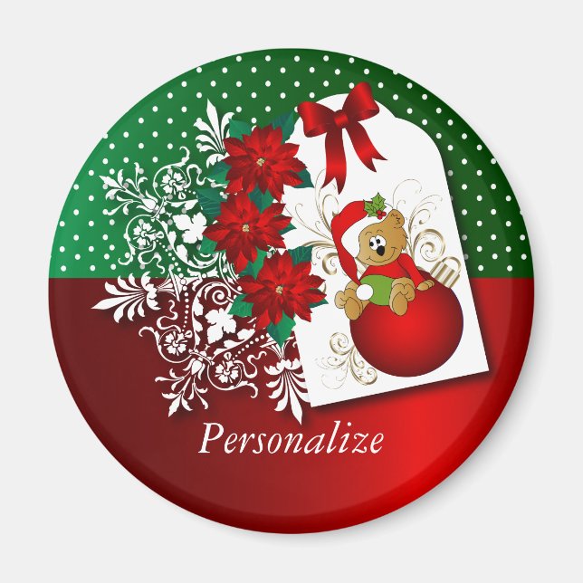 Festlicher Weihnachtsbär Magnet (Vorne)