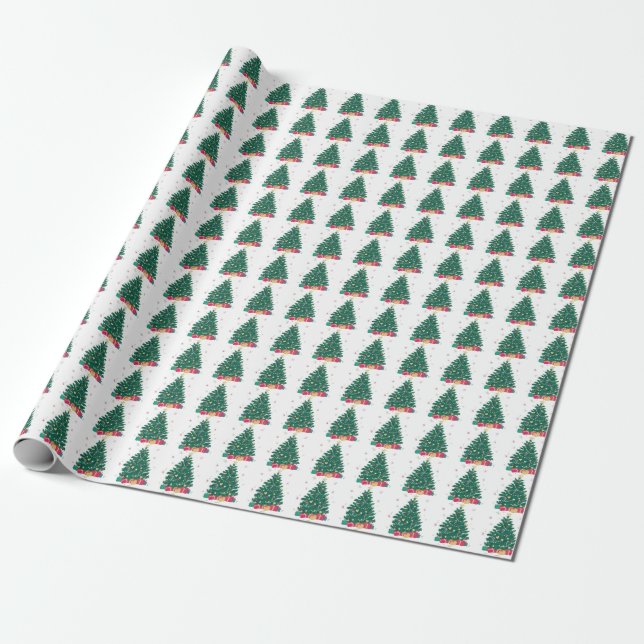 Festlicher Weihnachtsbaum & Geschenke  Geschenkpapier (Ungerollt)