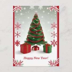 Festlicher Weihnachtsbaum im schneebedeckten Winte Postkarte
