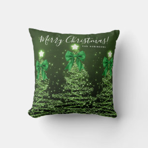 Festlicher Weihnachtsbaum Name Grün Kissen