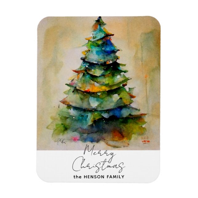 Festlicher Weihnachtsbaum Wasserfarben Kunst-Urlau Magnet (Vertikal)