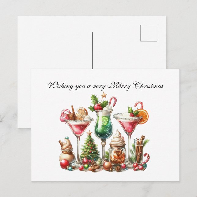 Festlicher Weihnachtscocktail Feiertagspostkarte (Vorne/Hinten)
